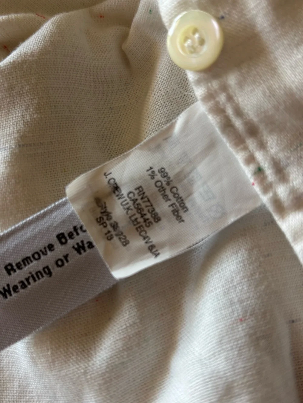 J. Crew Women’s Cotton Popover, White with Rainbow Threads Size 0